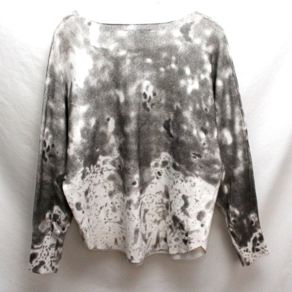 Liquid by SIONI Gray & Ivory Nylon Viscose & Wool  Oversized Sweater M - Picture 5 of 8